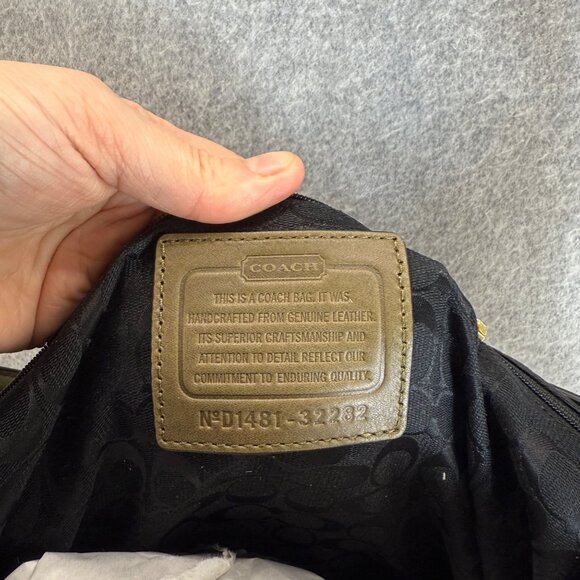 Coach Olive Green Leather Bleecker Bucket Bag Shoulder Zip‎ Close Purse Boho - Picture 8 of 16